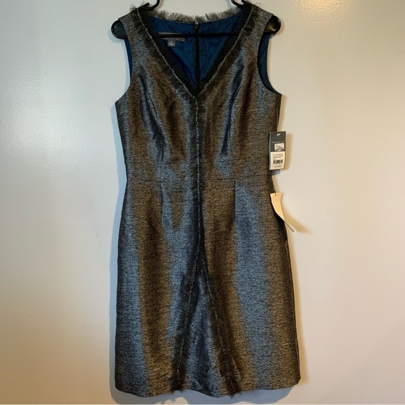 NWT Donna Ricco Silver Fringe Sleeveless Sheath Dress Size 8 - Picture 1 of 13